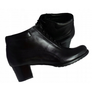Skórzane szerokie botki tęgość 2xH obcas 5.5 cm